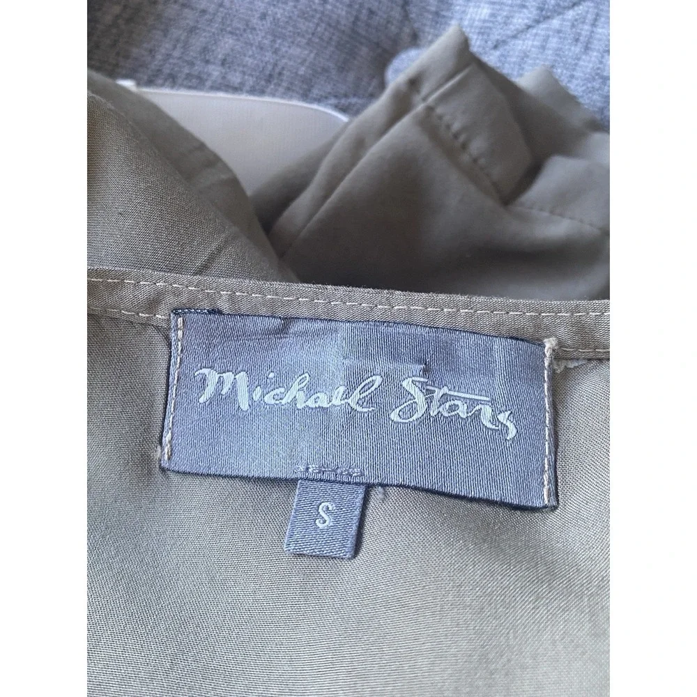 Michael Stars Ruffle Surplice Sleeveless Jumpsuit Olive Green‎ Size Small